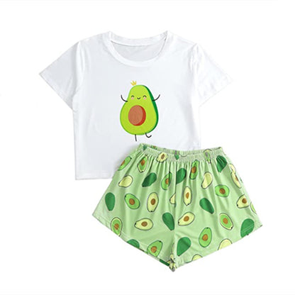 Cute Printed Women's Short-Sleeved Pajama Set
